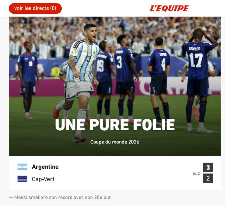 L'Equipe define partida como "pura loucura"