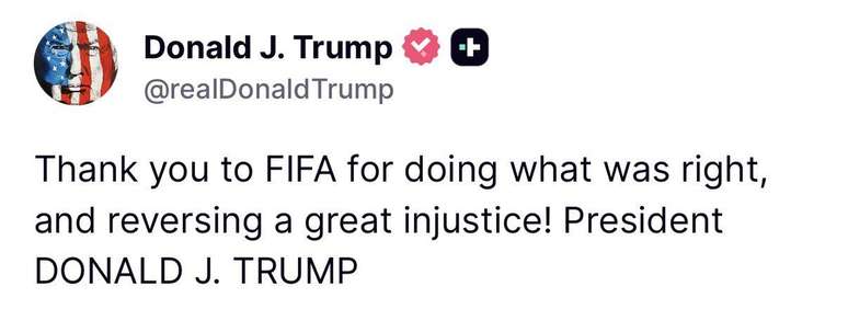 Trump agradece FIFA por anular suspens&atilde;o de jogador dos EUA &ndash;