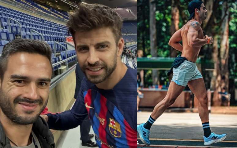 Marcelo Bechler com Piqu&eacute; e praticando corrida: vida agitada de correspondente esportivo