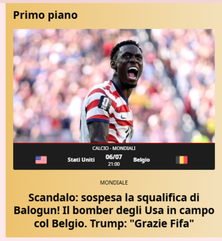 Gazzetta dello Sport, da It&aacute;lia, repercute decis&atilde;o da Fifa