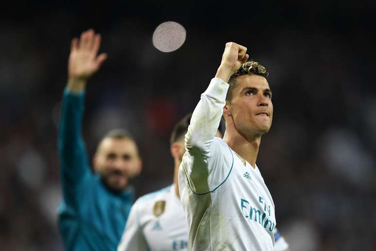 Cristiano Ronaldo em jogo da UEFA Champions League pelo Real Madrid em 2018. 