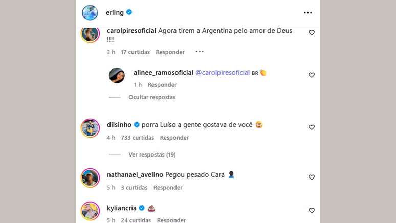 Famosos comentaram em post de Haaland ap&oacute;s a derrota do Brasil para a Noruega