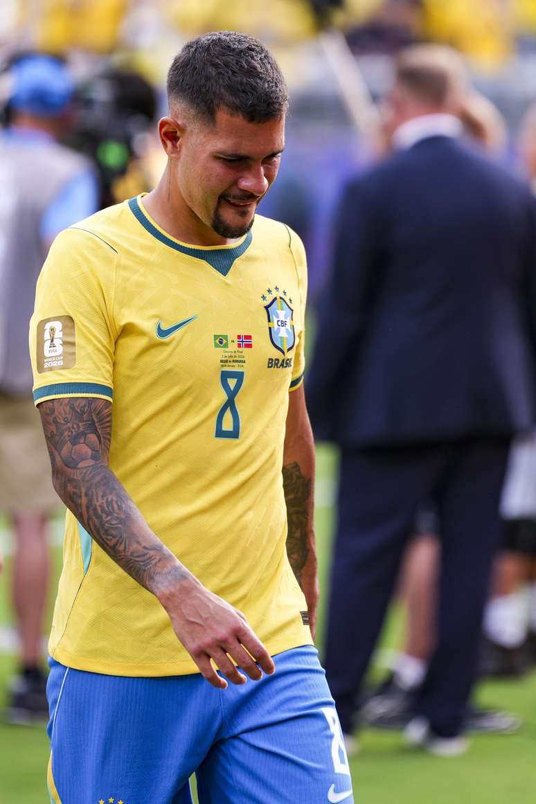 Bruno Guimar&atilde;es ap&oacute;s a partida entre Brasil e Noruega, v&aacute;lida pelas oitavas de final da Copa do Mundo FIFA 2026, realizada no MetLife Stadium, em East Rutherford, Nova Jersey, Estados Unidos, neste domingo (5).
