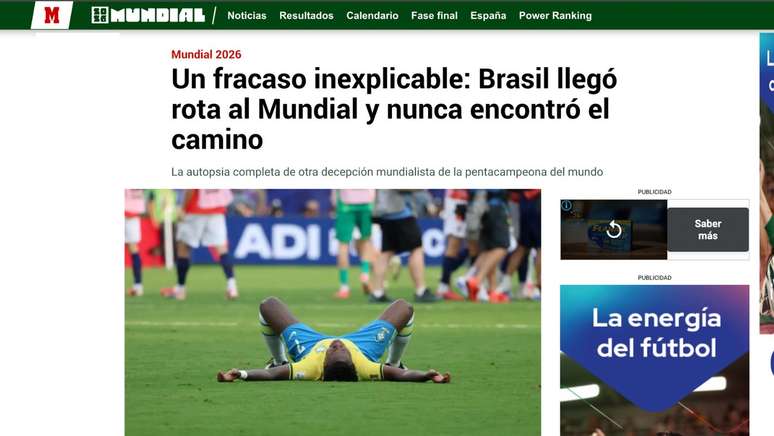 Marca (Espanha): "Um fracasso inexplic&aacute;vel: o Brasil chegou &agrave; Copa do Mundo fragilizado e jamais conseguiu se encontrar"