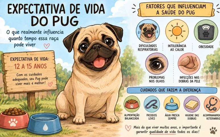 Expectativa de vida do Pug