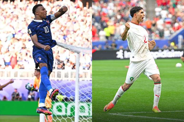 Mbapp&eacute; ter&aacute; pela frente o companheiro de PSG Hakimi nesta quinta-feira (9) &ndash; Fotos: Simon Marcel / FFF e Divulga&ccedil;&atilde;o / FRMF