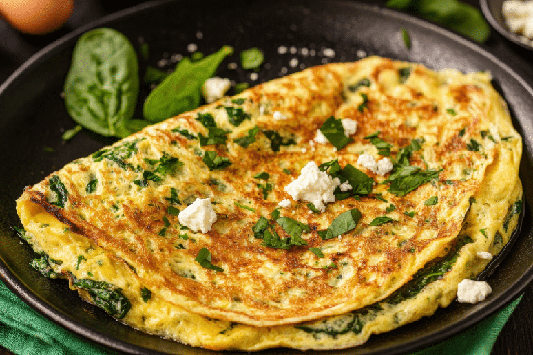 Omelete de espinafre com queijo cottage 