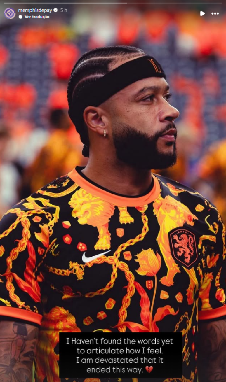 Memphis Depay se manifesta pela 1&ordf; vez ap&oacute;s queda da Holanda na Copa: 'Desolado' 