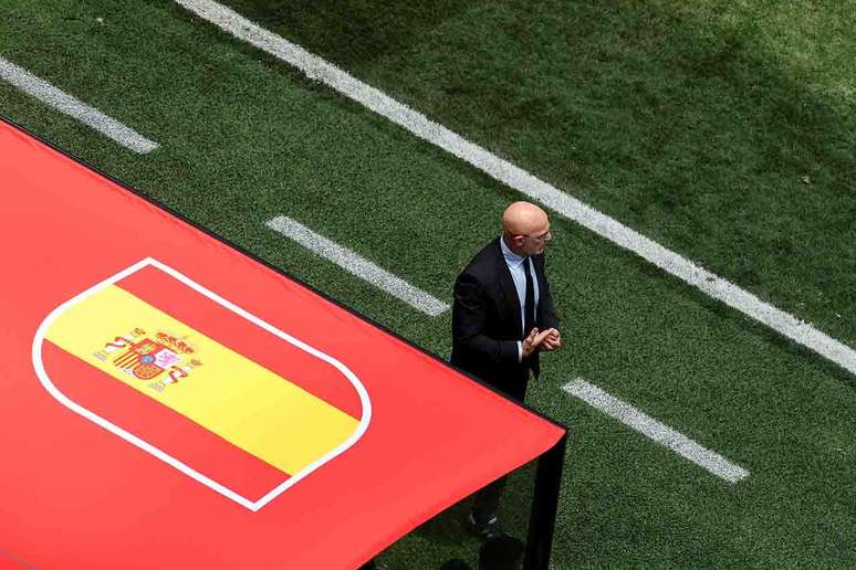 Luis de la Fuente durante Espanha e B&eacute;lgica &ndash;
