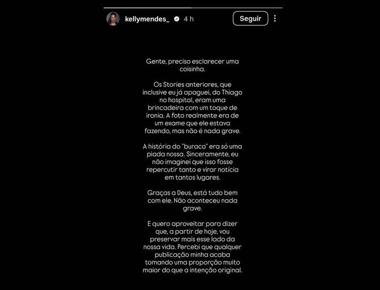 A explica&ccedil;&atilde;o de Kelly Mendes, esposa de Thiago &ndash;