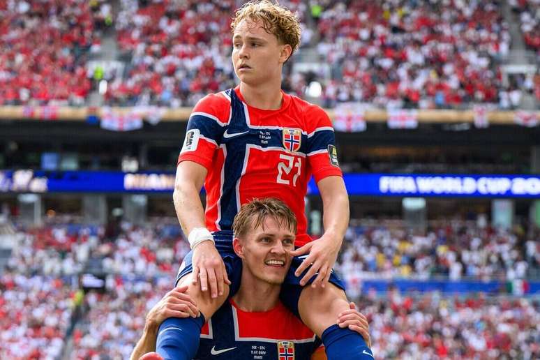 Schjelderup marcou o gol que abriu o placar para a Noruega &ndash;