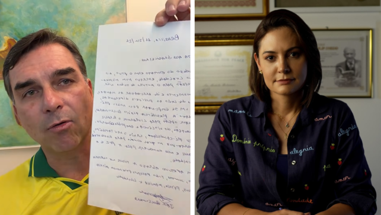 Fl&aacute;vio Bolsonaro e Michelle Bolsonaro tem trocado ataques de forma direta e indireta nas &uacute;ltimas semanas