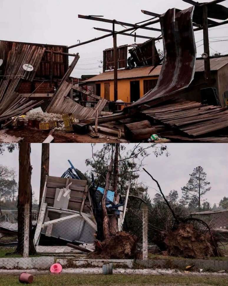 Granizo e vento destelham casas e deixam desalojados no RS