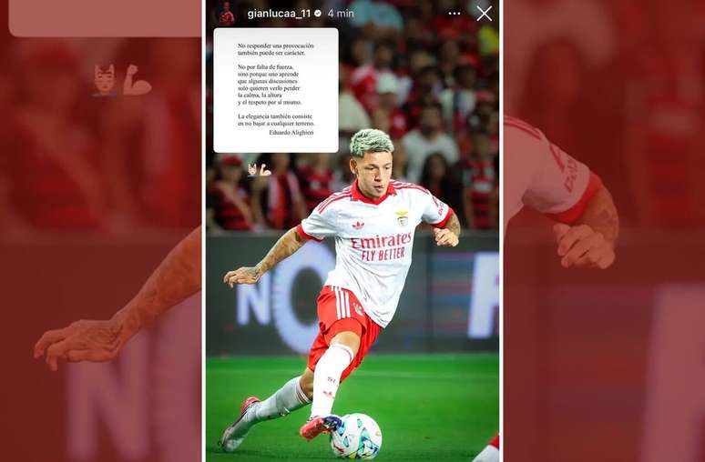 Publica&ccedil;&atilde;o de Prestianni, do Benfica, ap&oacute;s confronto com o Flmengo &ndash;