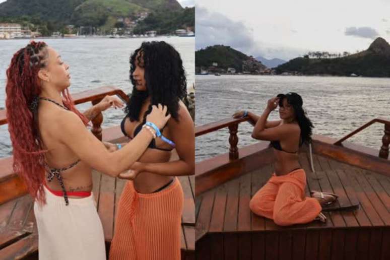 Rebeca Andrade posa com amiga | Rebeca posa sozinha em embarca&ccedil;&atilde;o