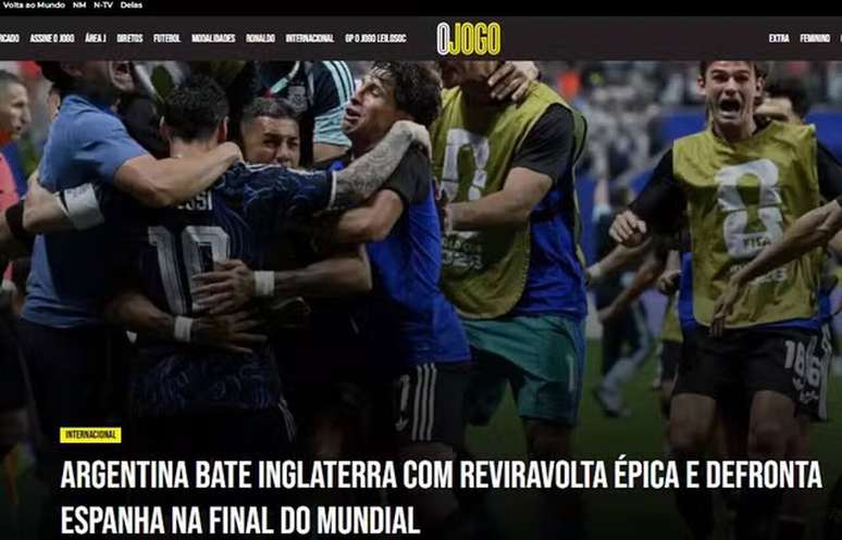 O Jogo, de Portugal, tamb&eacute;m destaca &ldquo;virada &eacute;pica&rdquo; da Argentina &ndash;