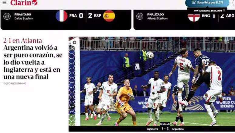 Destaque do jornal argentino Clarin &ndash;