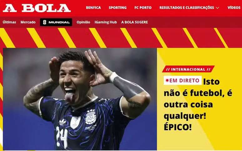 Jornal portugu&ecirc;s A Bola define virada como &ldquo;&eacute;pica&rdquo; &ndash;