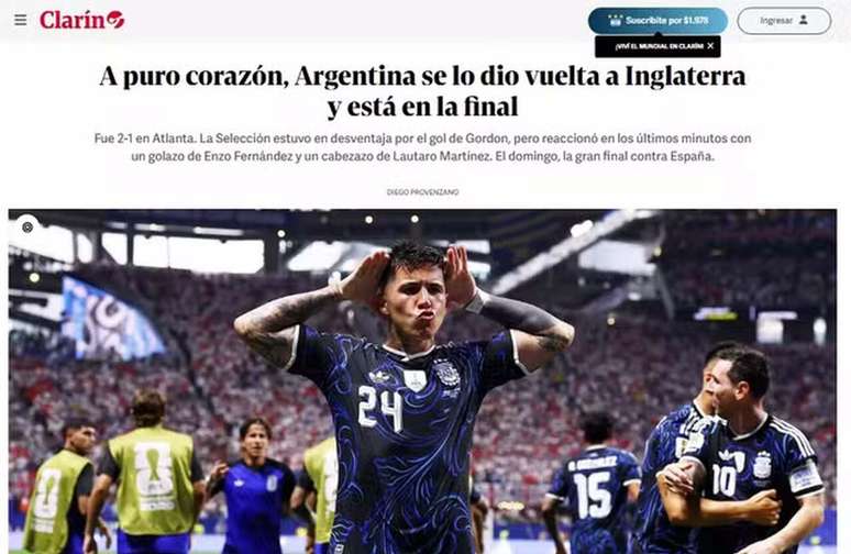 Imprensa argentina destaca gol de Enzo Fern&aacute;ndez &ndash;