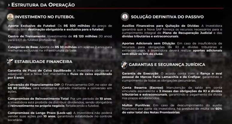 Proposta da SAF do Vasco &ndash;