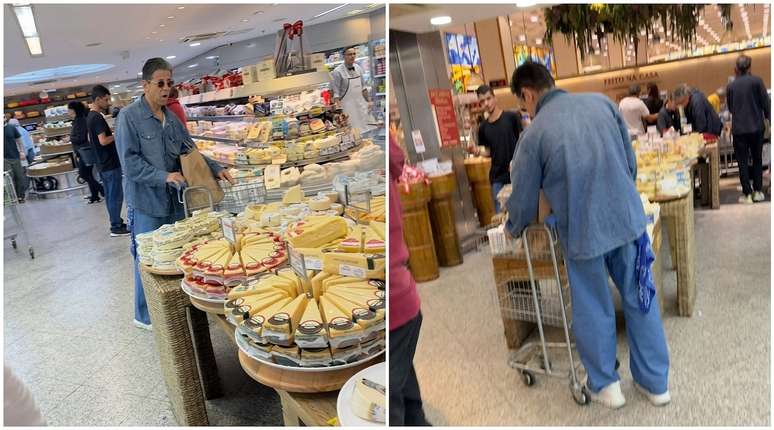O ator circulou pelo mercado usando &oacute;culos escuros, marca registrada de seu visual