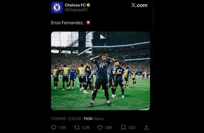 Chelsea apagou postagem de Enzo Fern&aacute;ndez celebrando gol da Argentina &ndash;
