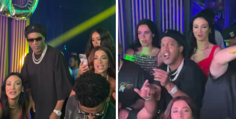 Ingryd e Ronaldinho durante sua festa de anivers&aacute;rio em Miami