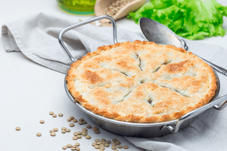 Torta de lentilha com prote&iacute;na de soja 