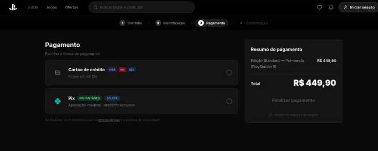 Formas de pagamento do site fraudulento do GTA 6