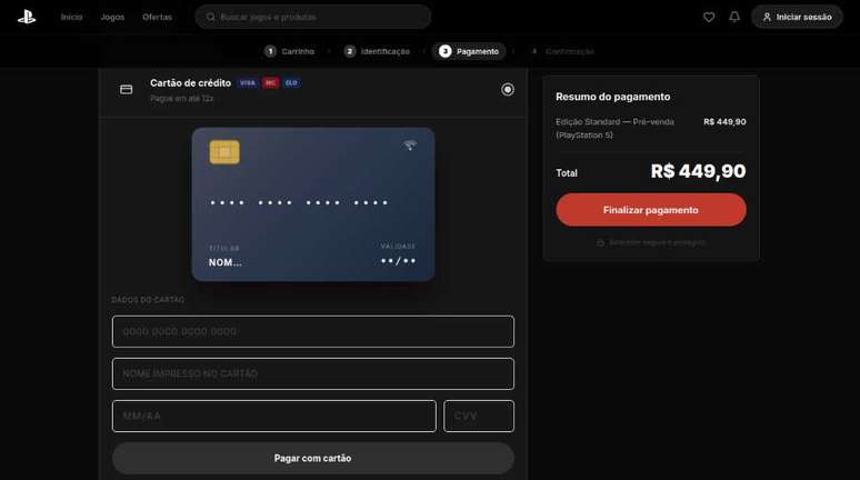 Pagamento via cart&atilde;o de cr&eacute;dito do jogo GTA 6 no site fraudulento