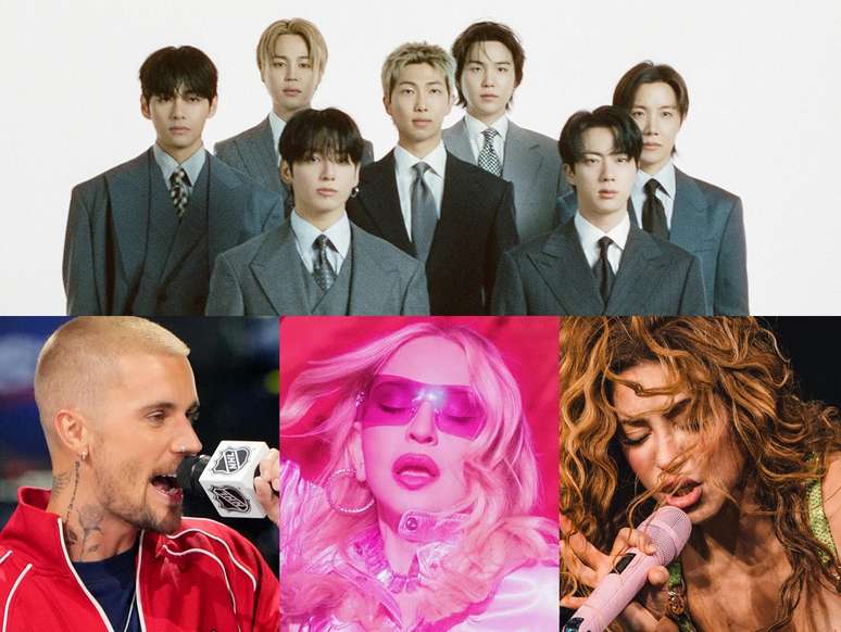 Fotos: Instagram/@bts.bighitofficial; @lilbieber; @madonna; @shakira
