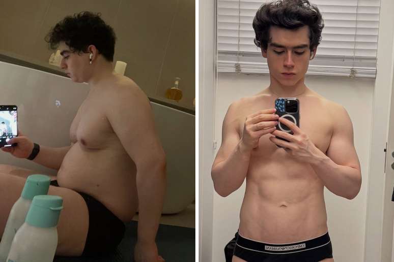 Vitor Fadul, marido de Leandro Karnal, mostra antes e depois