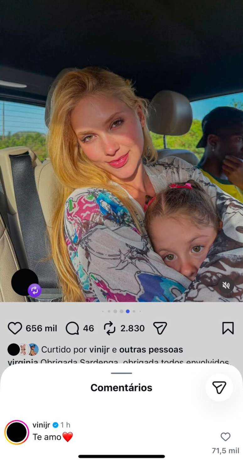 Vini Jr. se declarou a Virginia Fonseca em publica&ccedil;&atilde;o em rede social: 'Te amo'