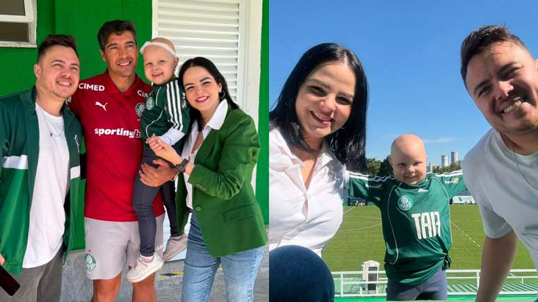 Mait&ecirc; conheceu o t&eacute;cnico do Pameiras acompanhada da m&atilde;e, Priscila, e do pai, Orlando