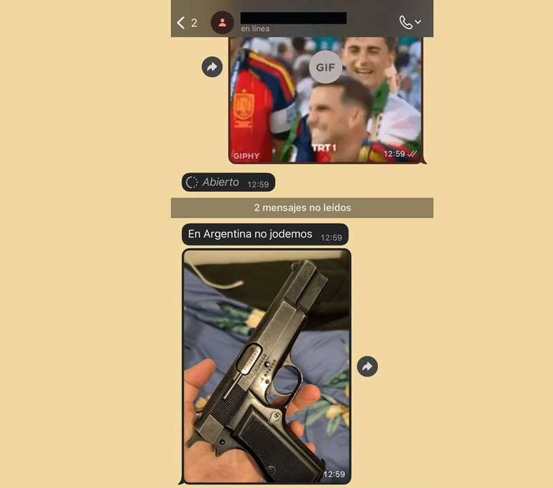 Argentino envia foto de uma arma para brasileiros &ndash;