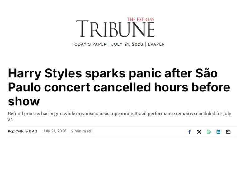 M&iacute;dia internacional repercute show cancelado de Harry Styles em SP