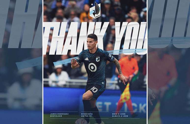 Minnesota United anunciou sa&iacute;da de James Rodr&iacute;guez nas redes sociais &ndash;