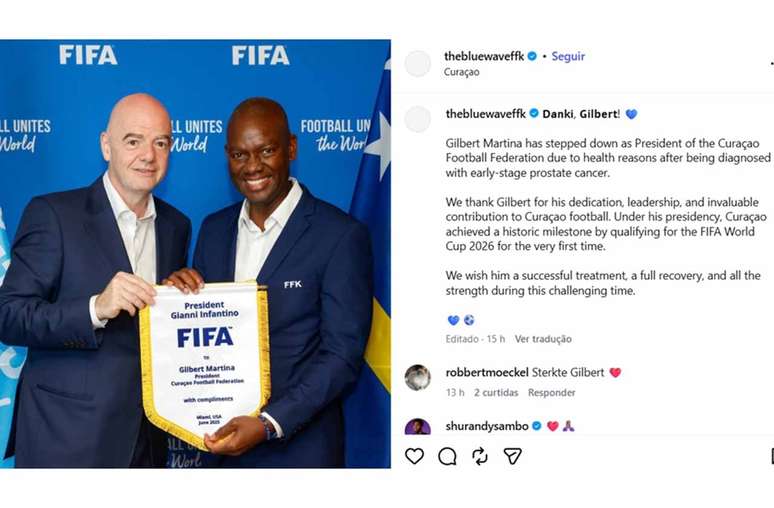 Comunicado da federa&ccedil;&atilde;o de Cura&ccedil;ao sobre o afastamento de Gilbert Martina &ndash;