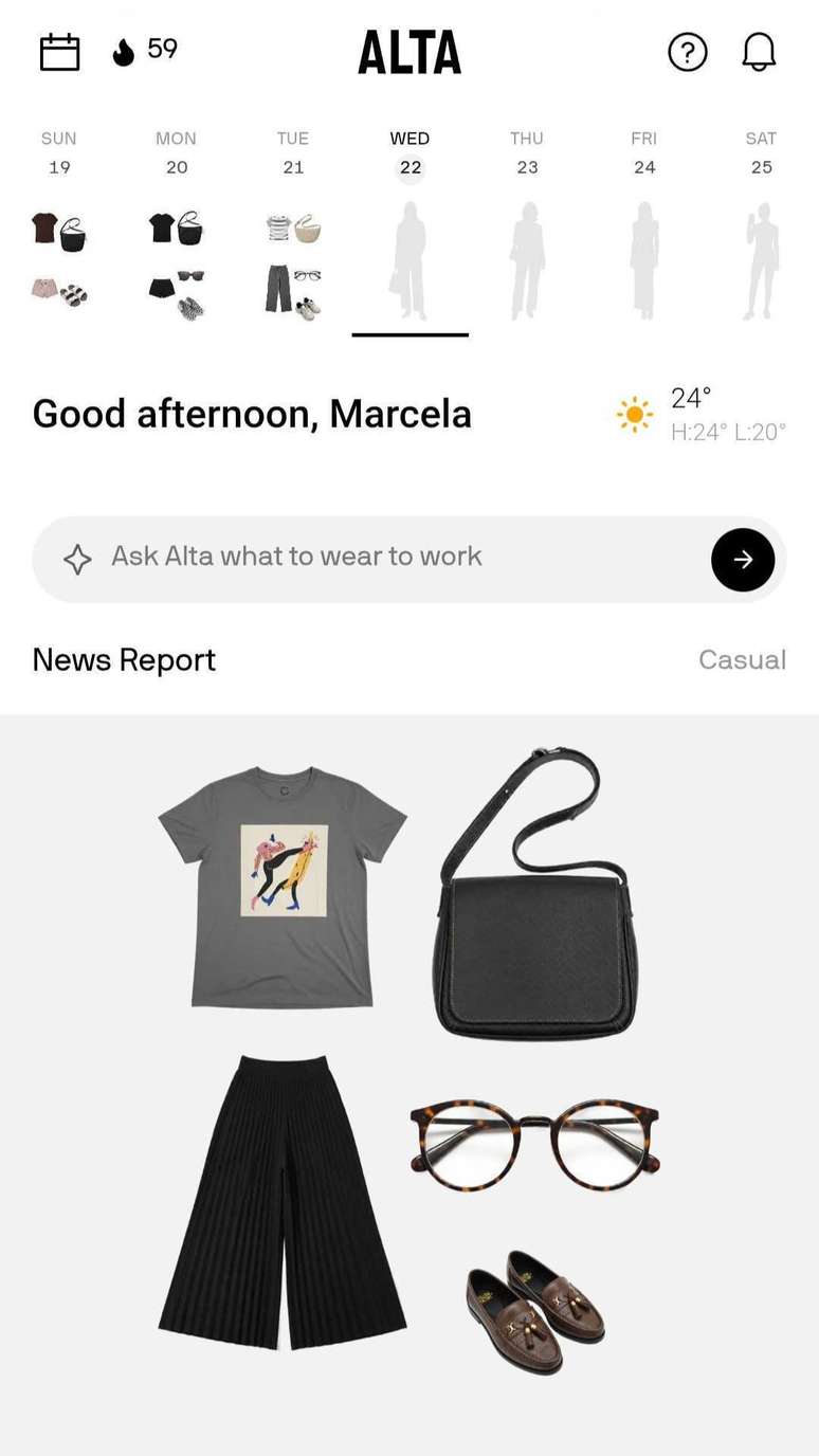 Aplicativo sugere roupas na tela inicial com base na localiza&ccedil;&atilde;o do GPS, que tem acesso &agrave; previs&atilde;o do tempo
