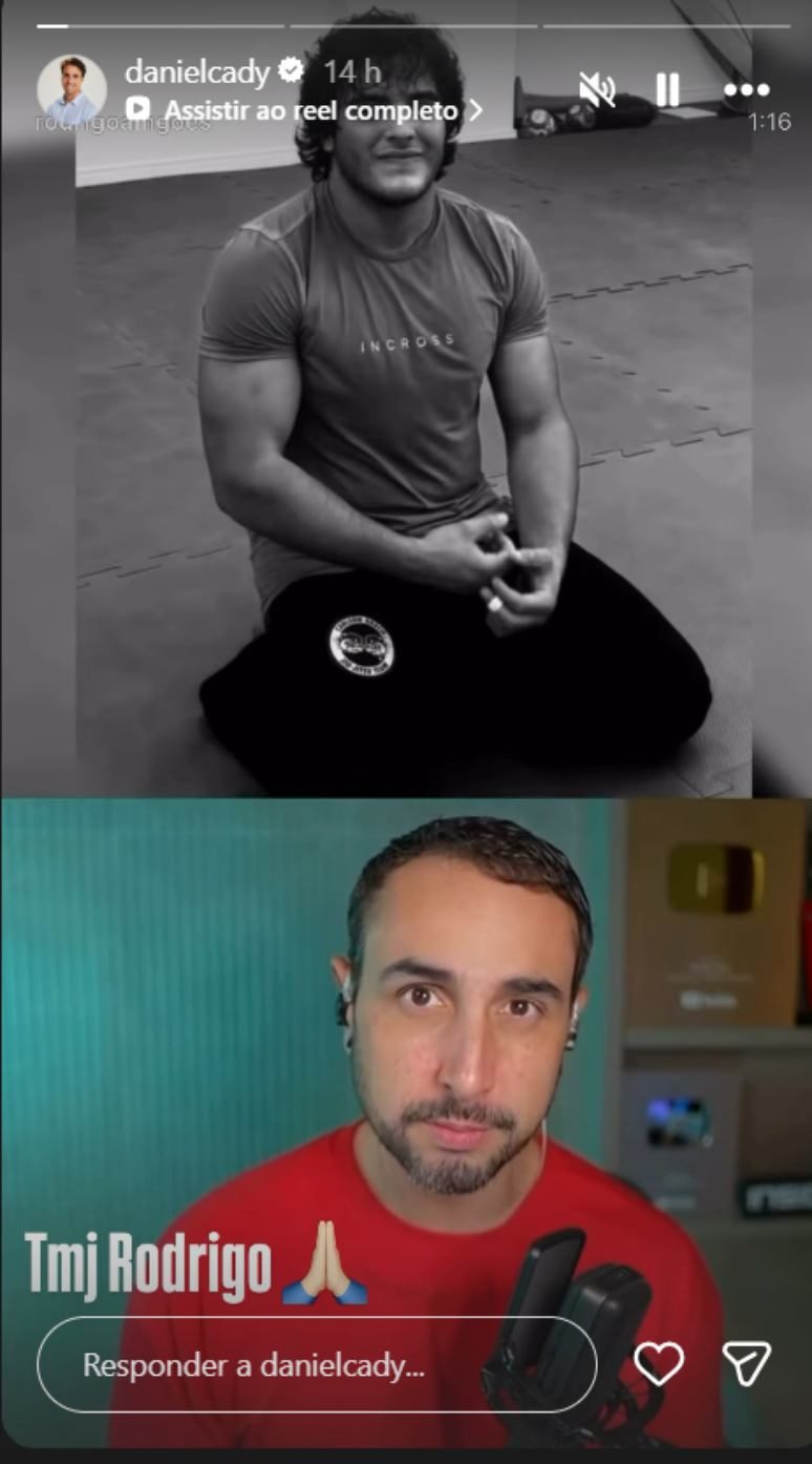 Daniel Cady compartilhou v&iacute;deo nos Stories
