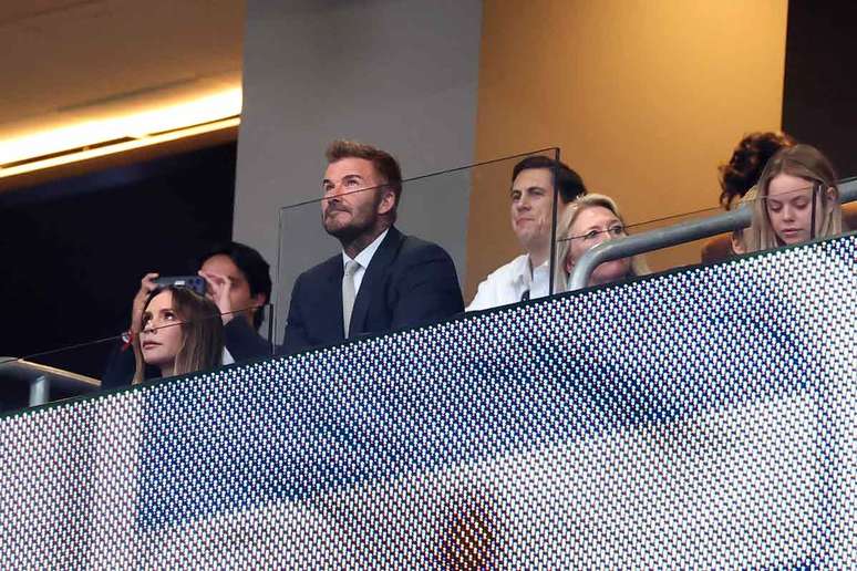David Beckham no seu camarote durante um jogo da Copa do Mundo &ndash;