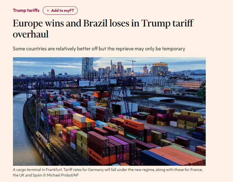 Reprodu&ccedil;&atilde;o de artigo no site do Financial Times