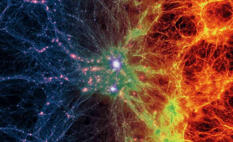 A mat&eacute;ria escura faz parte da estrutura subjacente do Universo, conhecida como teia c&oacute;smica. Esa