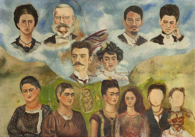 Frida desenhou sua &aacute;rvore geneal&oacute;gica em Minha fam&iacute;lia, uma obra que ficou inacabada. Junto &agrave;s irm&atilde;s, h&aacute; um beb&ecirc;, "talvez o irm&atilde;o de Frida que morreu antes de ela nascer", afirma o Museu Frida Kahlo