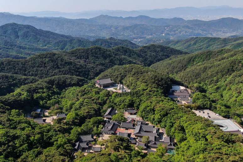 O templo &eacute; rodeado por uma densa vegeta&ccedil;&atilde;o