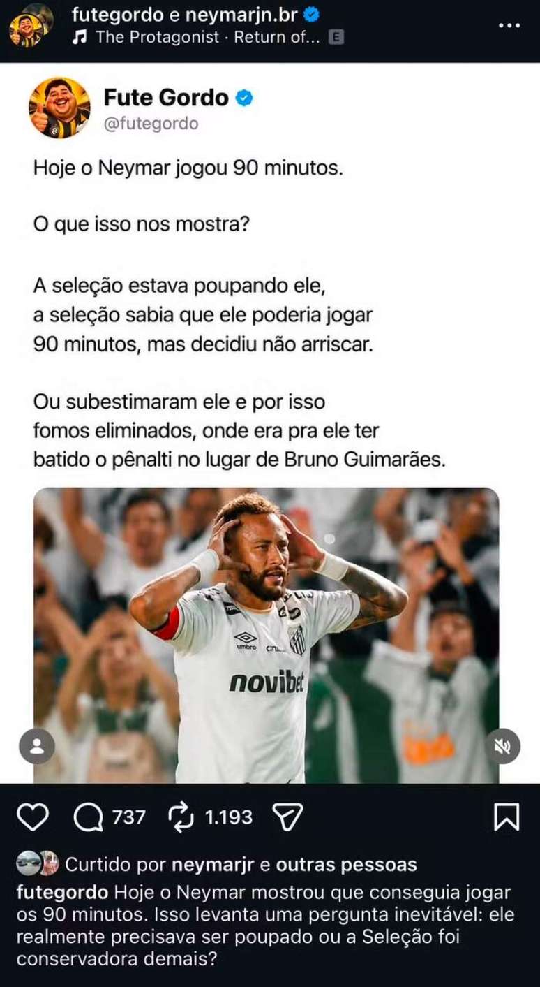 Publica&ccedil;&atilde;o curtida por Neymar &ndash;