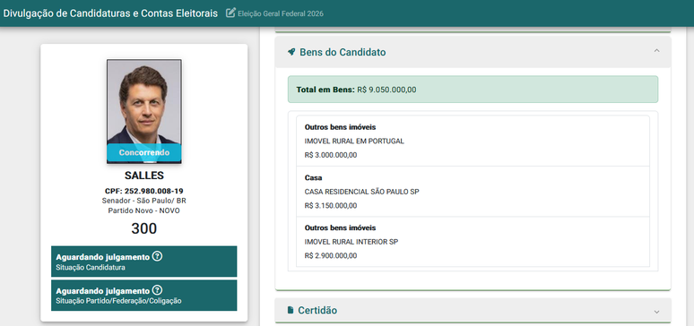 Registro da divulga&ccedil;&atilde;o de candidaturas e contas eleitorais do TSE