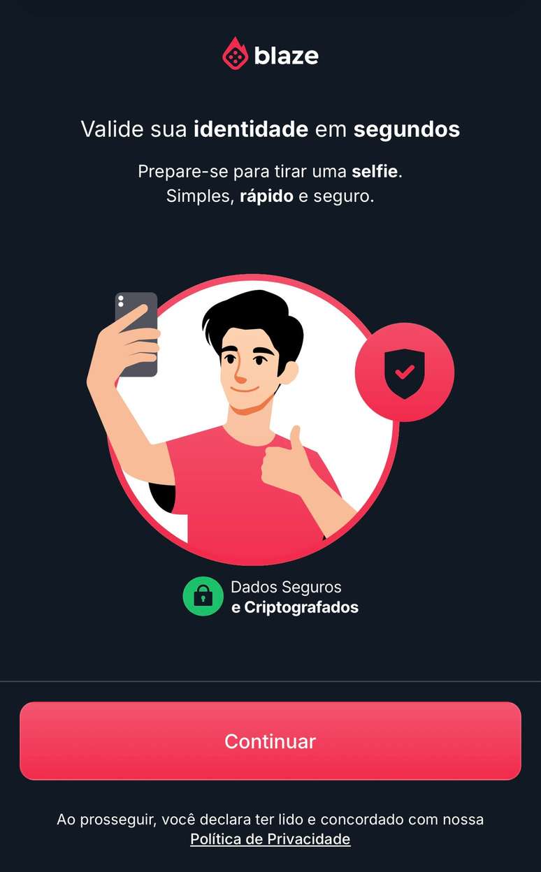 Para abrir uma conta na Blaze &eacute; preciso verificar a identidade