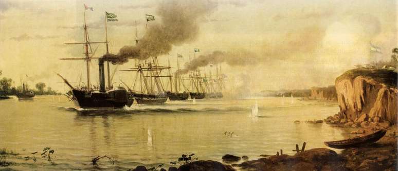 Passagem do Tonelero durante a Guerra do Prata (1851-52), em tela de Eduardo de Martino feita em 1880