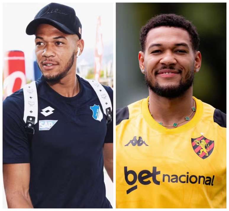 Joelinton antes e depois da harmoniza&ccedil;&atilde;o facial (Fotos: Reprodu&ccedil;&atilde;o/ge/Redes sociais)